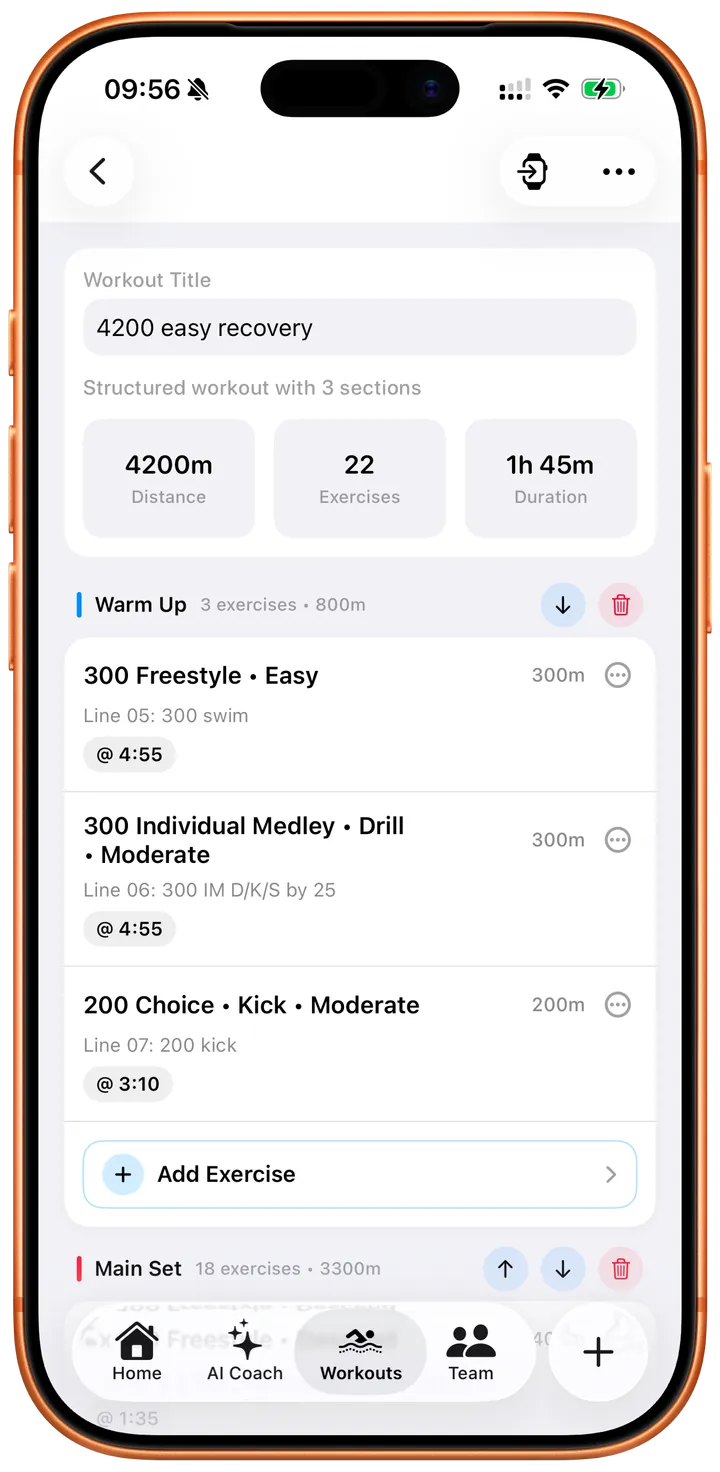 Swimio Smart Import screen