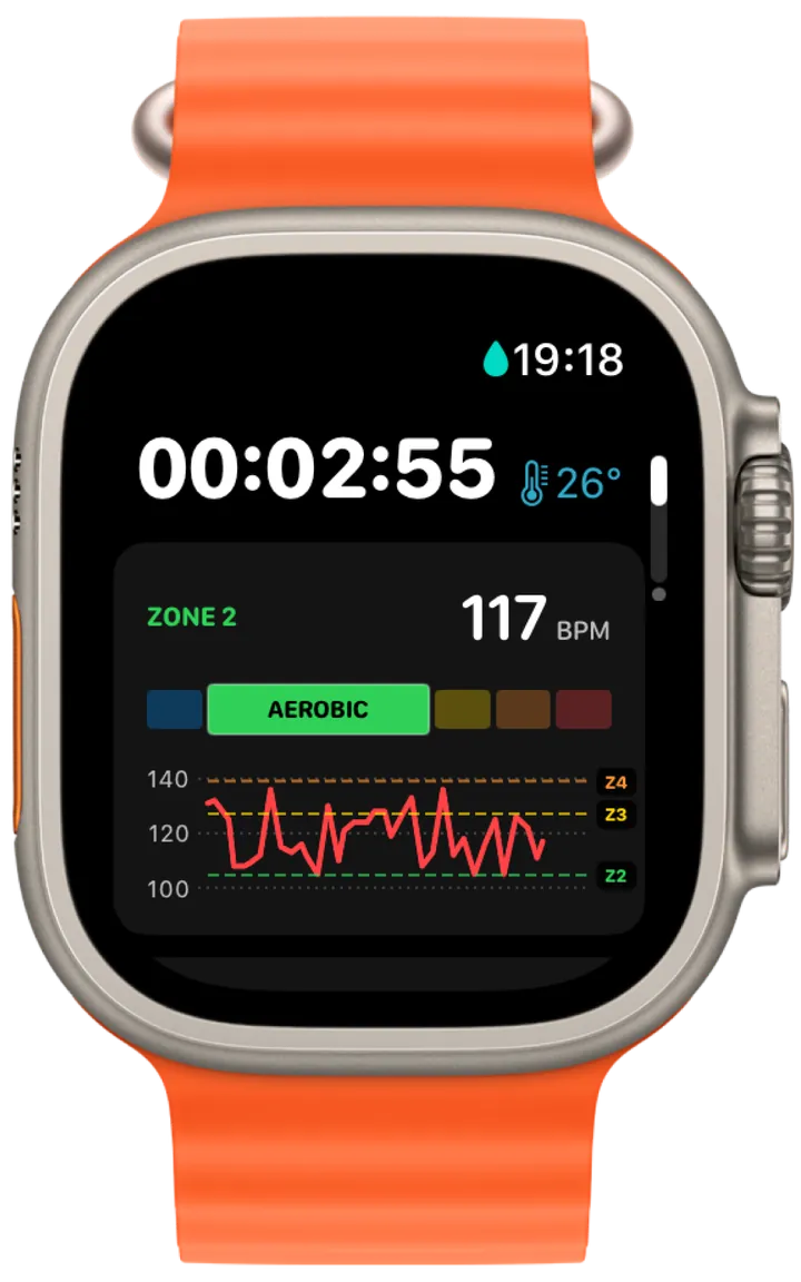 Swimio heart-rate chart on Apple Watch