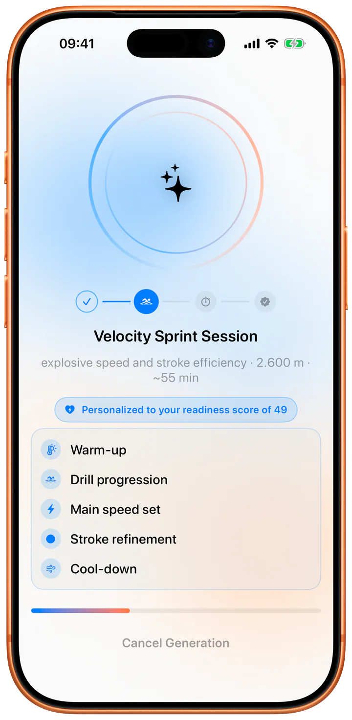 Swimio AI-generated swim workout